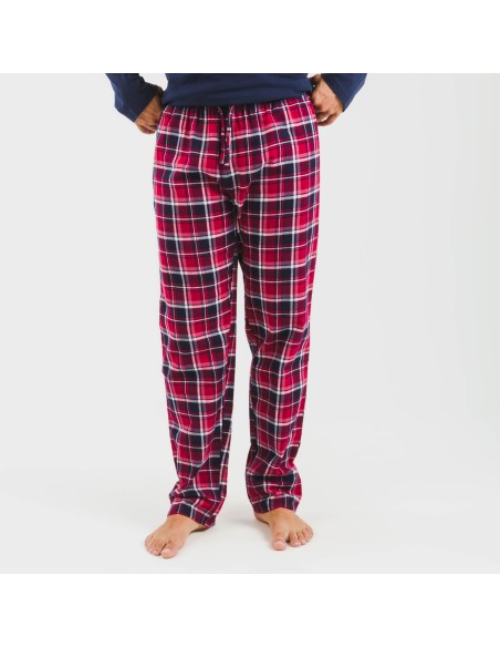 Pijama hombre franela Cocoro azul marino pijamas-largos-hombre