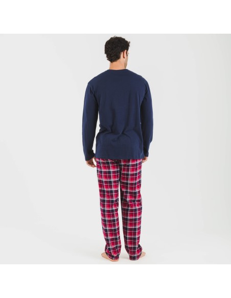 Pijama hombre franela Cocoro azul marino pijamas-largos-hombre