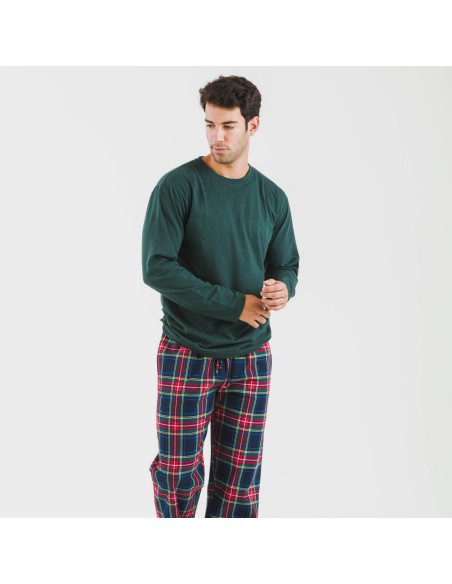 Pijama hombre franela Cuadro Jairo verde pijamas-largos-hombre