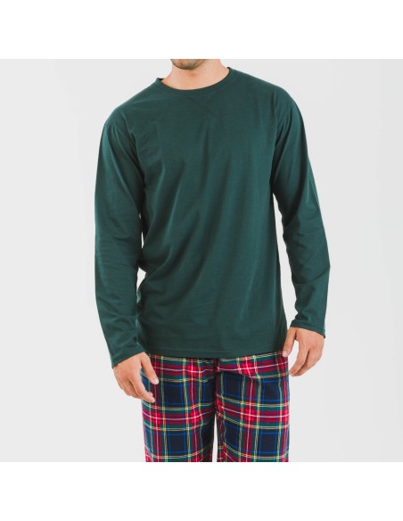 Pijama hombre franela Cuadro Jairo verde pijamas-largos-hombre