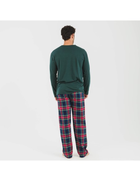 Pijama hombre franela Cuadro Jairo verde pijamas-largos-hombre