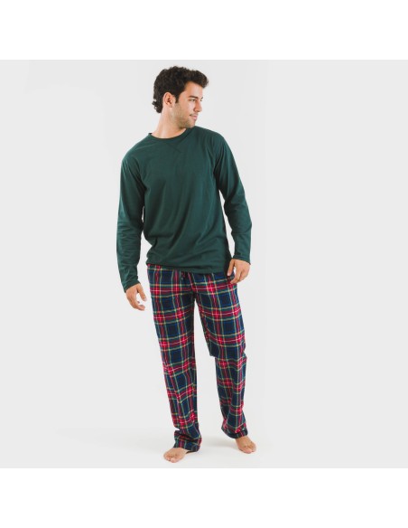 Pijama hombre franela Cuadro Jairo verde pijamas-largos-hombre