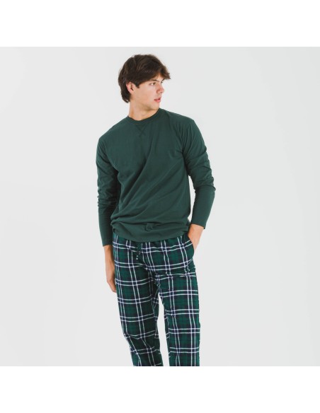 Pijama hombre franela Cuadro Guelo verde pijamas-largos-hombre