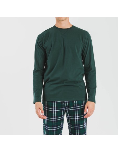 Pijama hombre franela Cuadro Guelo verde pijamas-largos-hombre