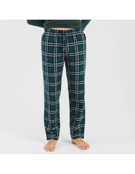 Pijama hombre franela Cuadro Guelo verde pijamas-largos-hombre