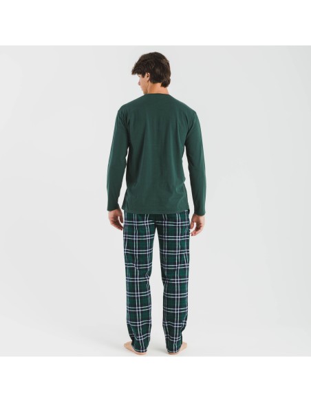 Pijama hombre franela Cuadro Guelo verde pijamas-largos-hombre