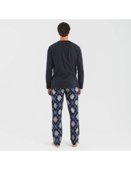 Pijama hombre franela Roldan azul marino pijamas-largos-hombre