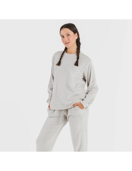 Pijama largo Velvet liso pijamas-de-invierno-de-mujer