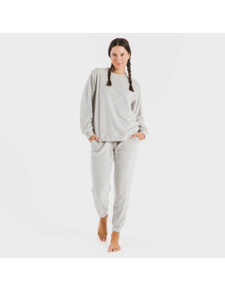 Pijama largo Velvet liso pijamas-de-invierno-de-mujer