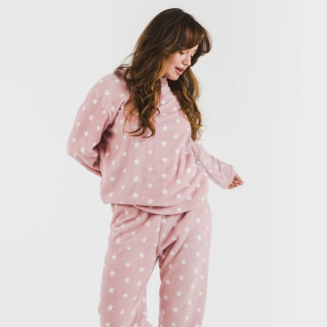 Pijama coral Vitalidad rosa pijamas-de-invierno-de-mujer