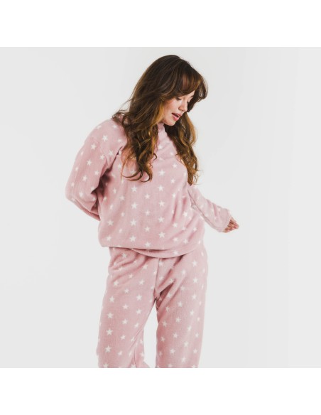 Pijama coral Vitalidad rosa pijamas-de-invierno-de-mujer