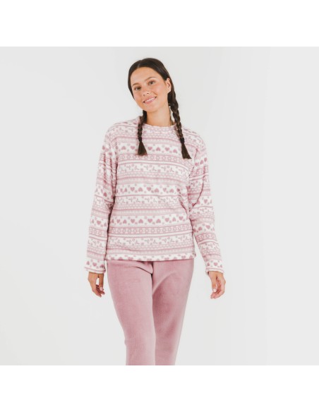 Pijama coral Candy malva rosa pijamas-de-invierno-de-mujer