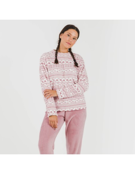 Pijama coral Candy malva rosa pijamas-de-invierno-de-mujer