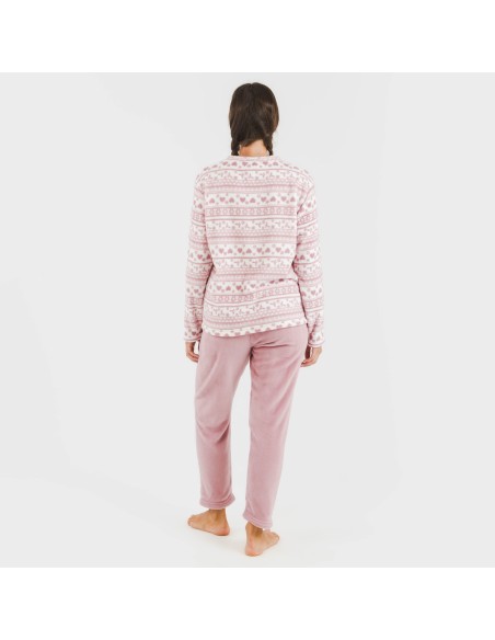 Pijama coral Candy malva rosa pijamas-de-invierno-de-mujer