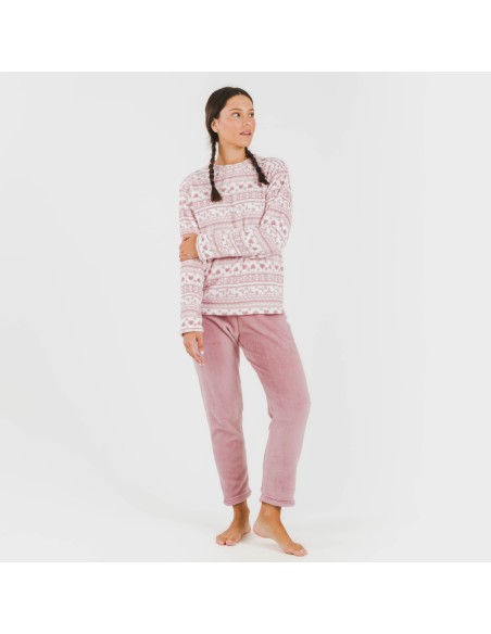 Pijama coral Candy malva rosa pijamas-de-invierno-de-mujer