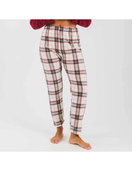 Pijama coral Cuadro Fiorile burdeos pijamas-de-invierno-de-mujer