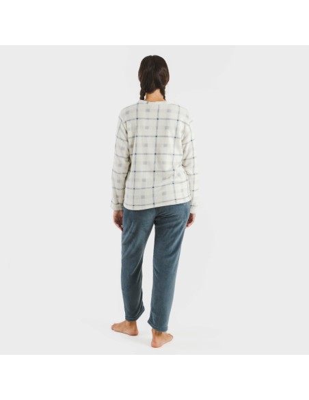 Pijama coral Cuadro Dua azul pijamas-de-invierno-de-mujer