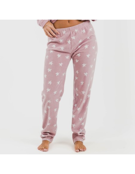 Pijama polar Iconic malva rosa pijamas-de-invierno-de-mujer