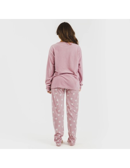 Pijama polar Iconic malva rosa pijamas-de-invierno-de-mujer