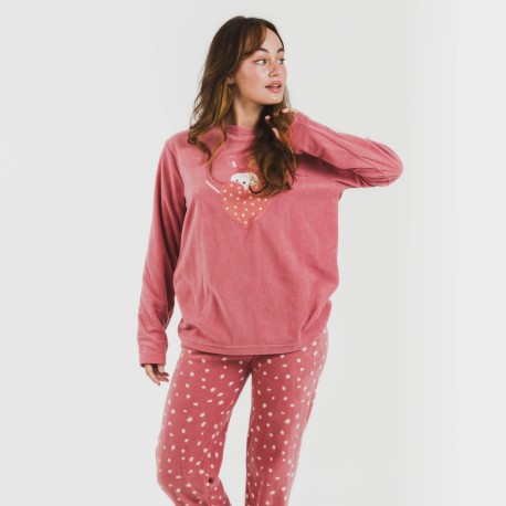 Pijama polar Dada rosa pijamas-de-invierno-de-mujer