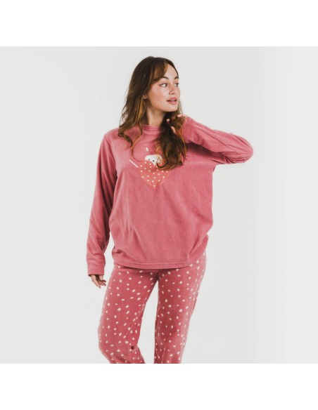 Pijama polar Dada rosa pijamas-de-invierno-de-mujer