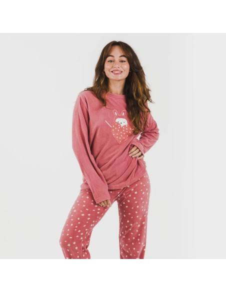 Pijama polar Dada rosa pijamas-de-invierno-de-mujer