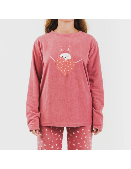 Pijama polar Dada rosa pijamas-de-invierno-de-mujer