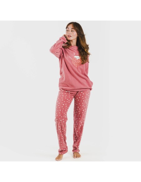 Pijama polar Dada rosa pijamas-de-invierno-de-mujer