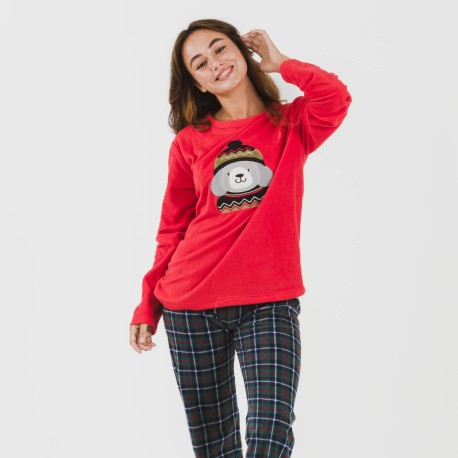 Pijama polar Eiko rojo pijamas-de-invierno-de-mujer