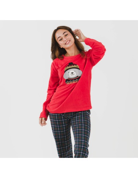 Pijama polar Eiko rojo pijamas-de-invierno-de-mujer