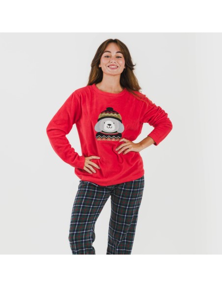 Pijama polar Eiko rojo pijamas-de-invierno-de-mujer