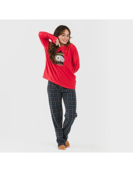 Pijama polar Eiko rojo pijamas-de-invierno-de-mujer