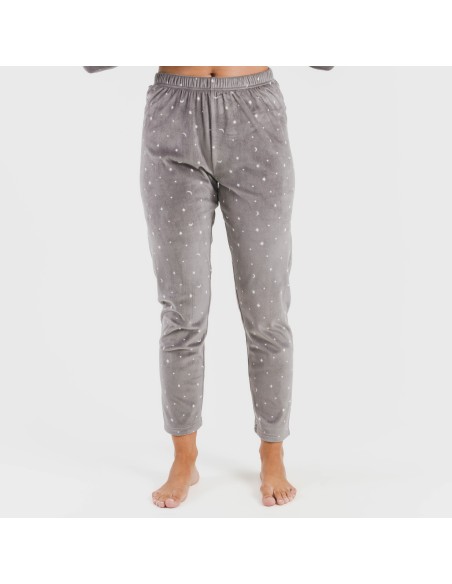 Pijama terciopelo Ambarina gris medio pijamas-de-invierno-de-mujer