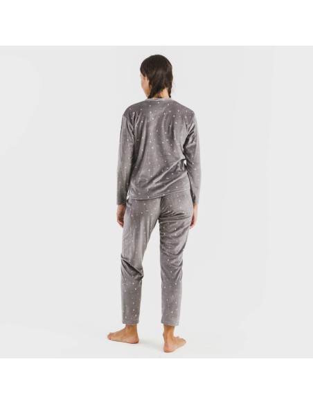 Pijama terciopelo Ambarina gris medio pijamas-de-invierno-de-mujer