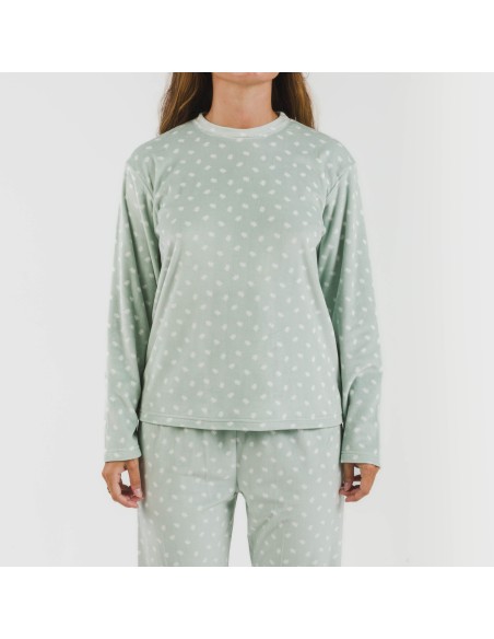 Pijama terciopelo Natalie verde tiffany pijamas-de-invierno-de-mujer