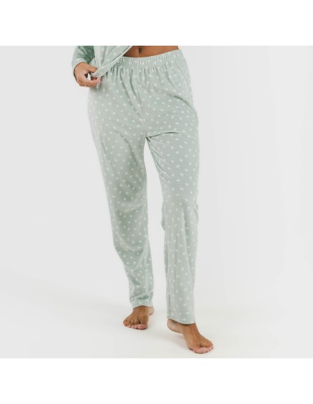 Pijama terciopelo Natalie verde tiffany pijamas-de-invierno-de-mujer