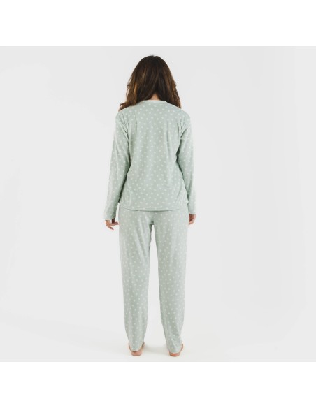 Pijama terciopelo Natalie verde tiffany pijamas-de-invierno-de-mujer