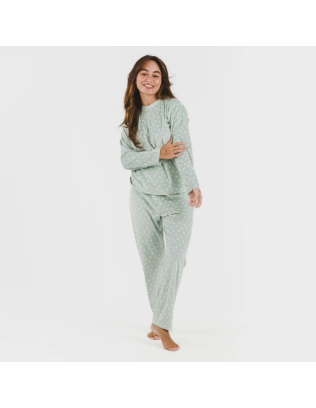 Pijama terciopelo Natalie verde tiffany pijamas-de-invierno-de-mujer