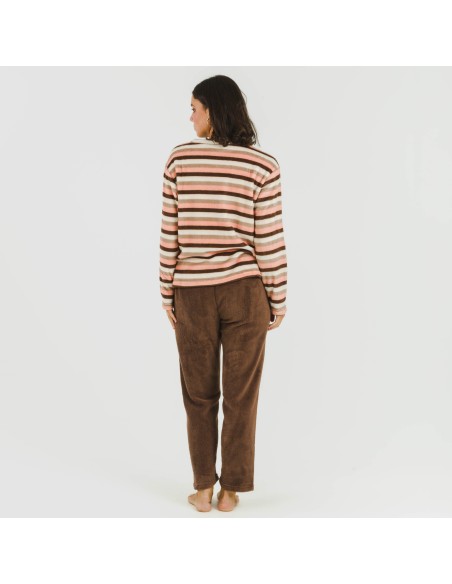 Pijama coral Raya Norma chocolate pijamas-de-invierno-de-mujer