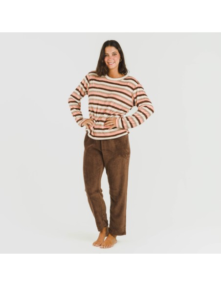 Pijama coral Raya Norma chocolate pijamas-de-invierno-de-mujer