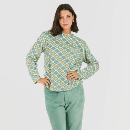 Pijama coral Ilena verde pijamas-de-invierno-de-mujer