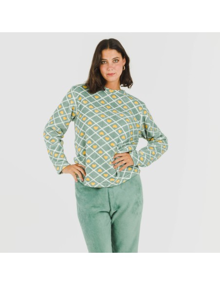 Pijama coral Ilena verde pijamas-de-invierno-de-mujer