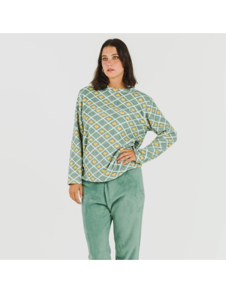 Pijama coral Ilena verde pijamas-de-invierno-de-mujer