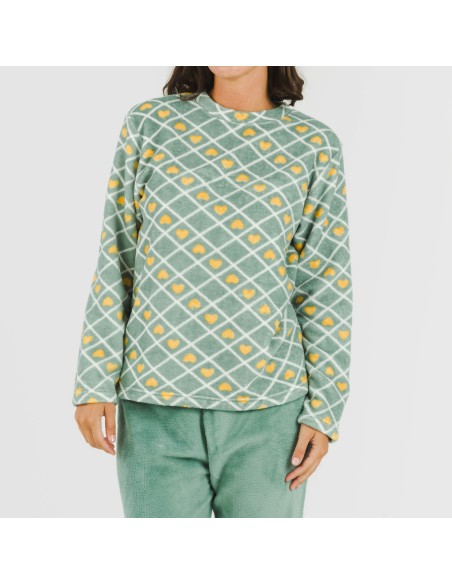 Pijama coral Ilena verde pijamas-de-invierno-de-mujer