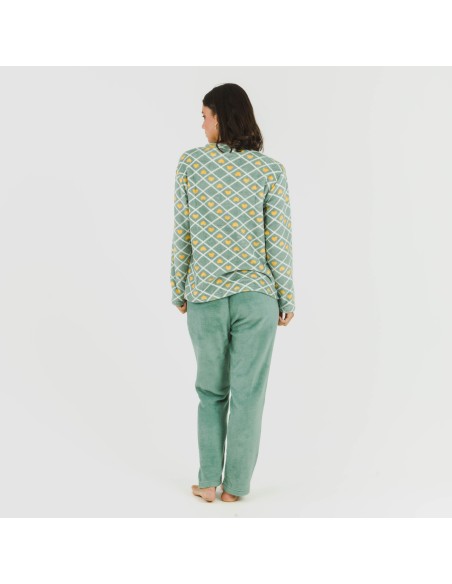 Pijama coral Ilena verde pijamas-de-invierno-de-mujer