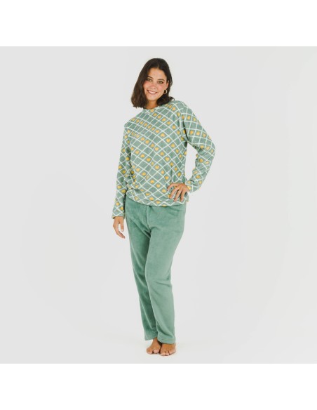 Pijama coral Ilena verde pijamas-de-invierno-de-mujer