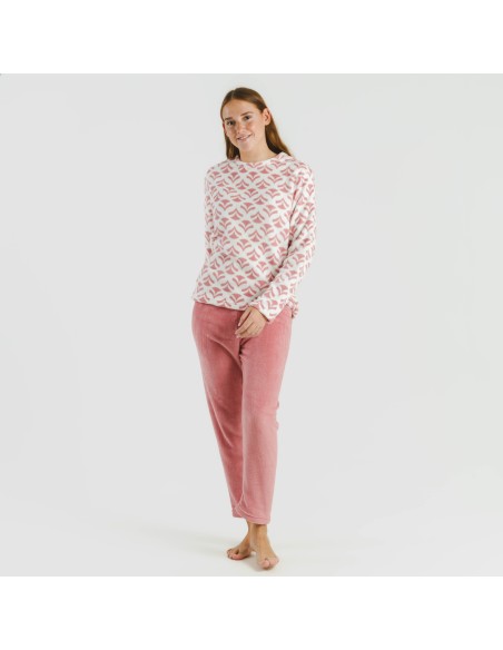 Pijama coral Etea malva pijamas-de-invierno-de-mujer