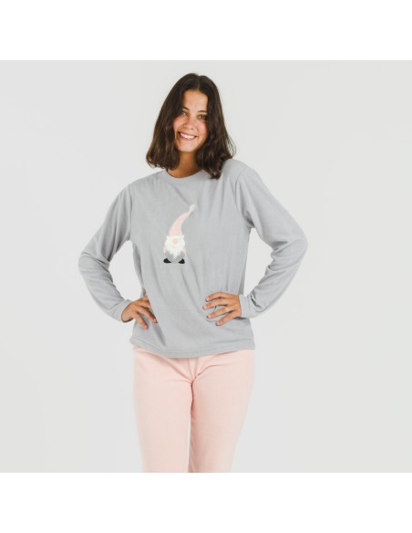 Pijama polar Gnome rosa pijamas-de-invierno-de-mujer