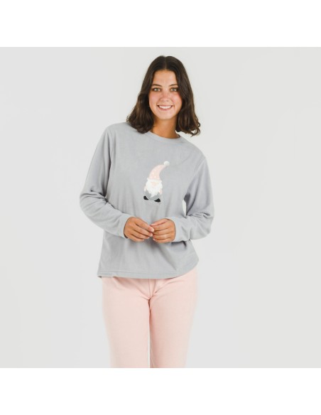 Pijama polar Gnome rosa pijamas-de-invierno-de-mujer