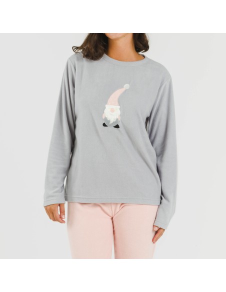 Pijama polar Gnome rosa pijamas-de-invierno-de-mujer